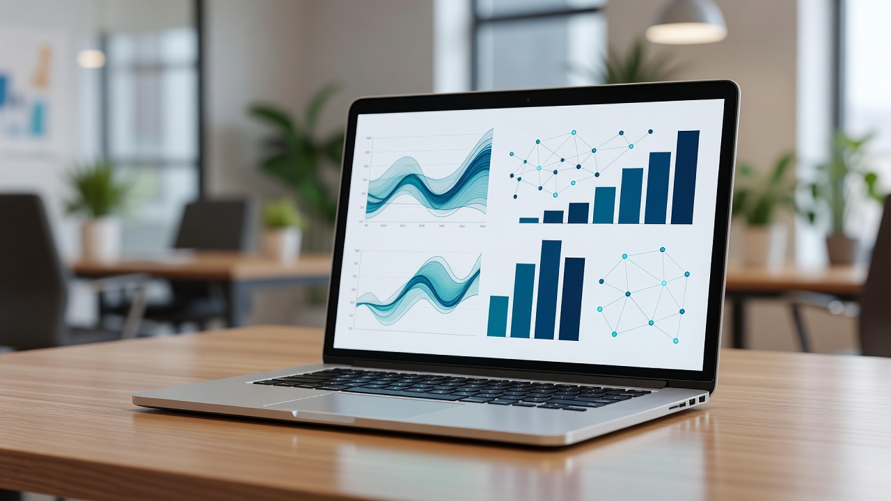 Laptop displaying a digital environment management dashboard and blocking analytics